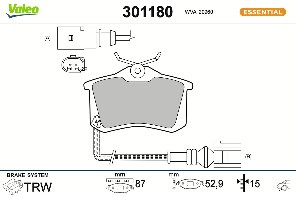 Kit pastiglie freno, Freno a disco - 301180 VALEO